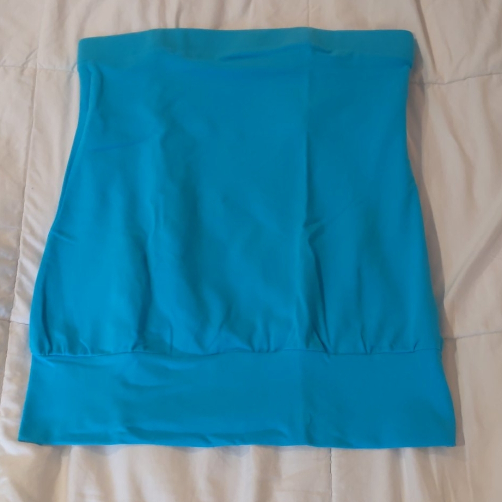 Boston Proper Blouson Tube Top (Aqua)